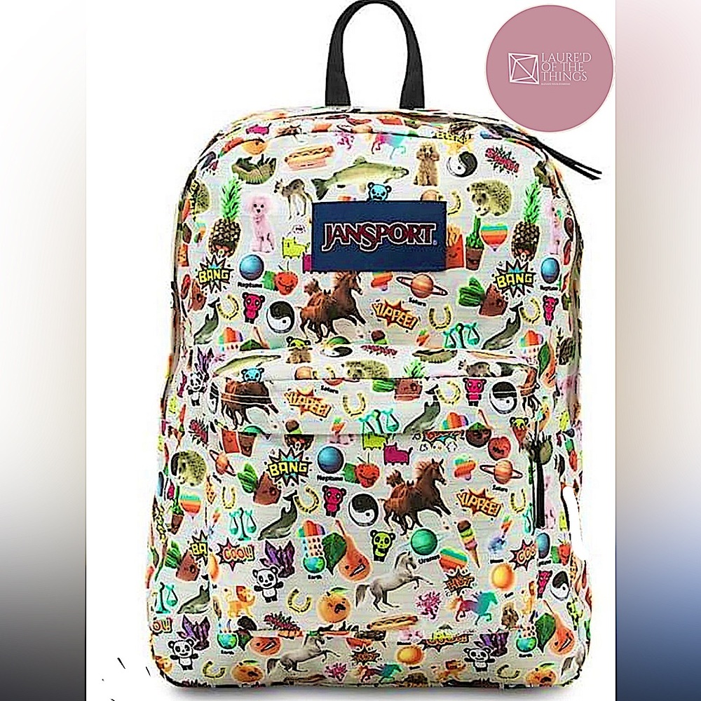 JanSport Superbreak School Backpack - Multi Stickers - Silver
